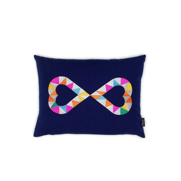 Embroidered Pillow, Double Heart 2 blau - Vitra Design Museum Shop